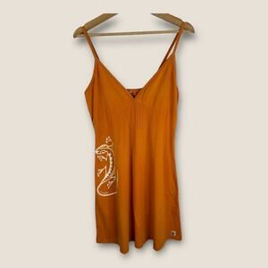 Baobab Womens size 44 Tropical Gecko Lizard Spaghetti Strap Dress Grenada Orange